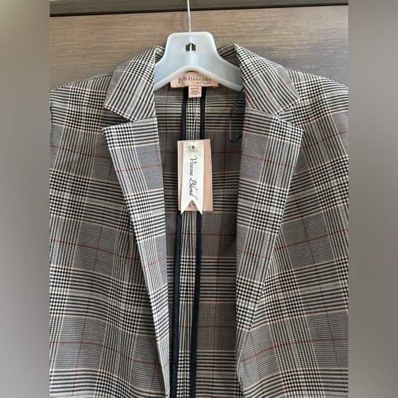 NWT Philosophy Gray Plaid Open Front Blazer - Picture 6 of 8